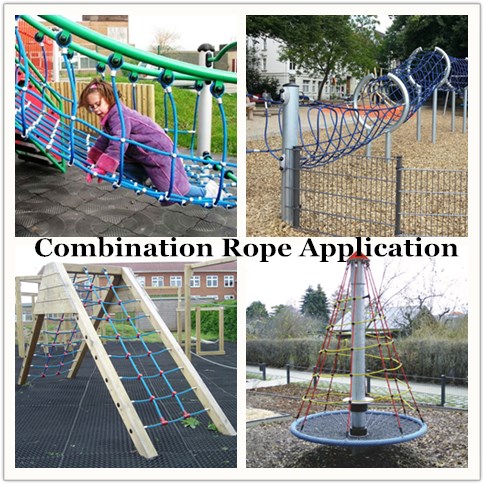 Cuerdas de campo de juego de 6 hebras de PET o PP de 16 mm para redes de escalada 13