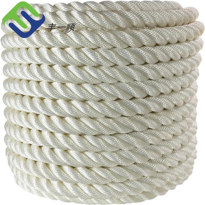 Cuerdas de nylon de color blanco de 32 mm de diámetro 3 hebras de cuerda marina de nylon 1