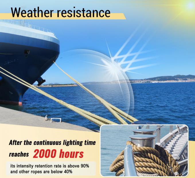 Cuerdas de alambre de fibra sintética UHMWPE trenzadas de 12 hebras de alta resistencia de 48 mm de diámetro para remolque de buques marinos 1