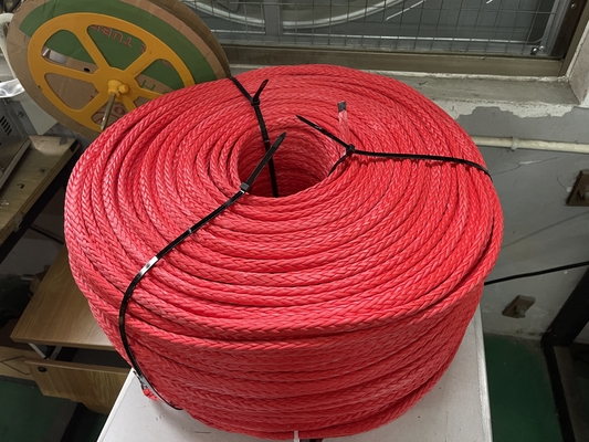 Color rojo 12 hebras UHMWPE HMPE cuerda de amarre entrelazada 24mmx220m para buques