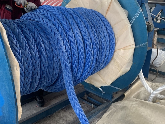 12 hebras de cuerda de fibra UHMWPE de 32 mm de trenza única para embarcaciones de amarre