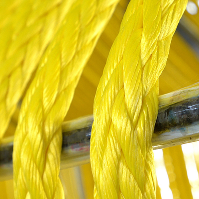 Color amarillo 12 hebras UHMWPE cuerda trenzada con ojo entrelazado 26mmx250m