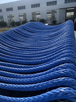 Cuerdas de alambre de fibra sintética UHMWPE trenzadas de 12 hebras de alta resistencia de 48 mm de diámetro para remolque de buques marinos