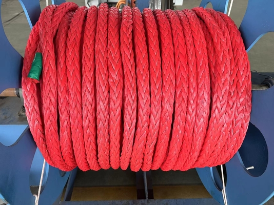 Cuerdas de alambre de fibra sintética UHMWPE trenzadas de 12 hebras de alta resistencia de 48 mm de diámetro para remolque de buques marinos