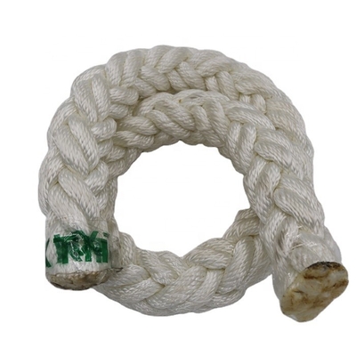 Blanco 53mm 8 hebras Poliéster Barco Hawser colocado Fibra remolque amarre cuerda fuerte para uso marino