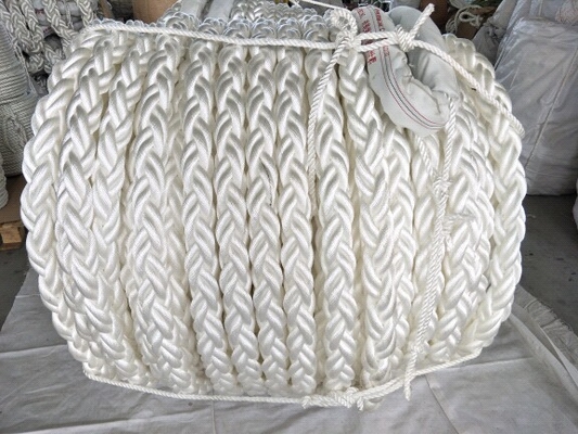 Cuerda de amarre náutica de fibra de nailon blanca de 8 hebras trenzada doble multifilamento para embarcaciones marinas
