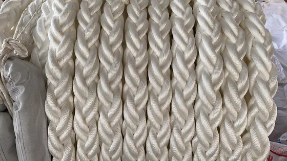 Cuerda de amarre náutica de fibra de nailon blanca de 8 hebras trenzada doble multifilamento para embarcaciones marinas