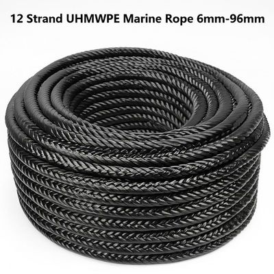 Cuerda marina de UHMWPE de 12 hebras de 6 mm a 96 mm, remolque de alta resistencia