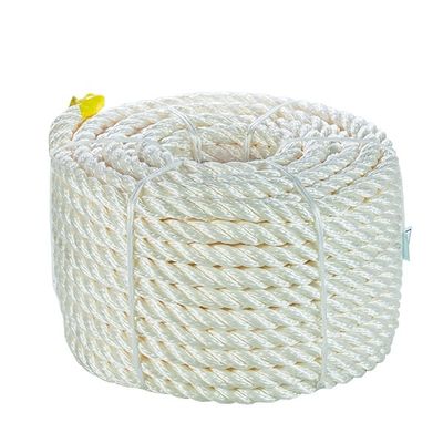 36mm 220m cada rollo 3 hebras torsión de nylon cuerda marina color blanco con informe de prueba de fábrica