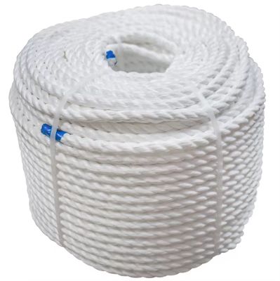 36mm 220m cada rollo 3 hebras torsión de nylon cuerda marina color blanco con informe de prueba de fábrica