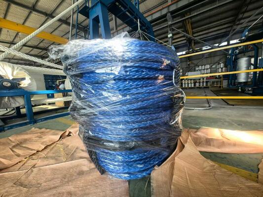 Color azul Resistencia a los rayos UV UHMWPE 12 hebras cuerda de amarre marina 22mmx220m Con certificado DNV