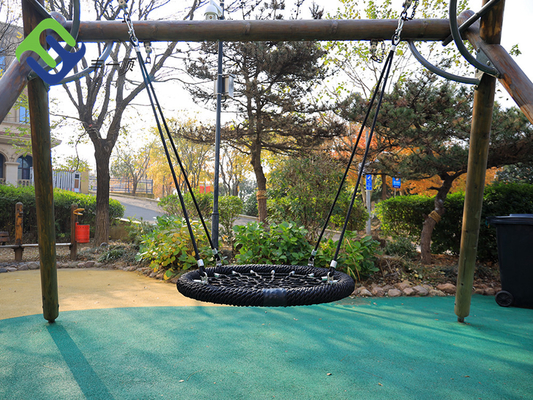 La jerarquía redonda del patio de los niños balancea Seat el 100cm negro con la cuerda de ejecución