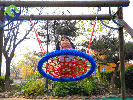 La jerarquía redonda del patio de los niños balancea Seat el 100cm negro con la cuerda de ejecución