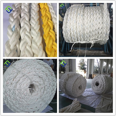 Color blanco del filamento de los PP Marine Ship Mooring Rope 8 del polipropileno