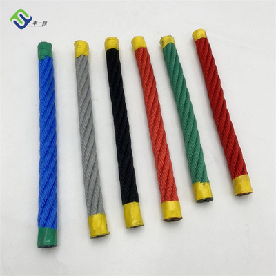 Cuerda de combinación de núcleo de alambre de acero de 6 hilos de 16 mm PP para red de escalada de patio